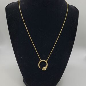 Gold Crescent Necklace with Crystal Detail